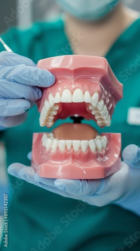 Dental student practicing on a model, education, skill development