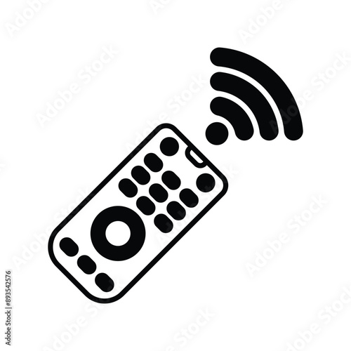remote control glyph  icon with white background vector stock illustration