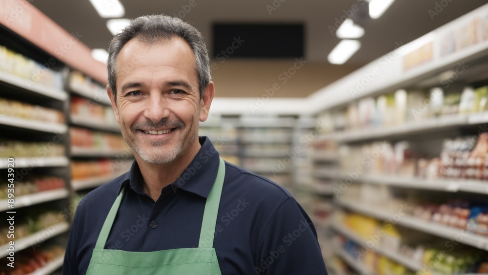 Wine shop salesman in an apron
Wine shop salesman in an apron