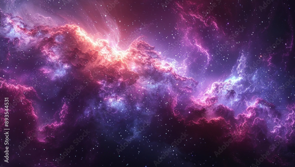 Cosmic Nebula with Swirling Clouds and Stars Cosmic Nebula with Swirling Clouds and Stars