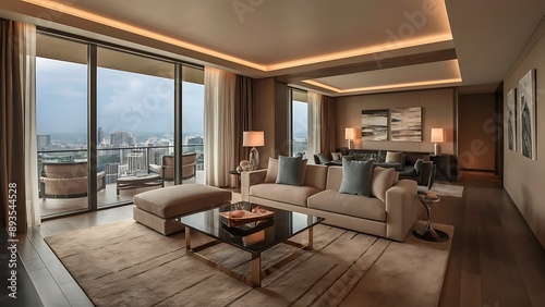 Hotel suite living room with interior design