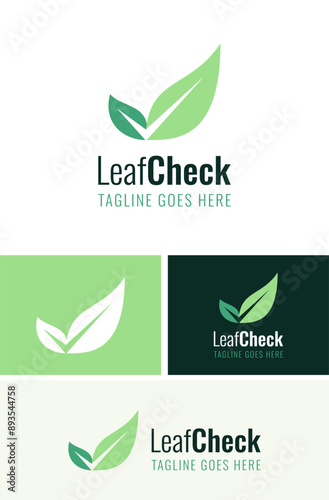 Simple Leaf Leaves Check Agriculture Review Logo Design Branding Template
