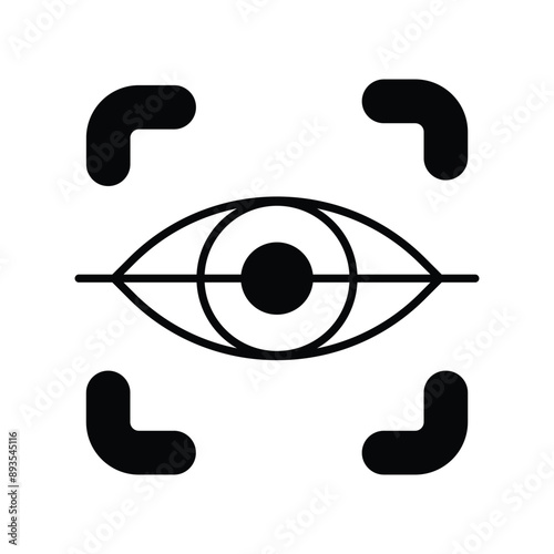 eye scanner glyph  icon with white background vector stock illustration