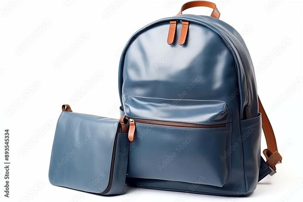 Naklejka premium Blue Colors backpack on an isolated background