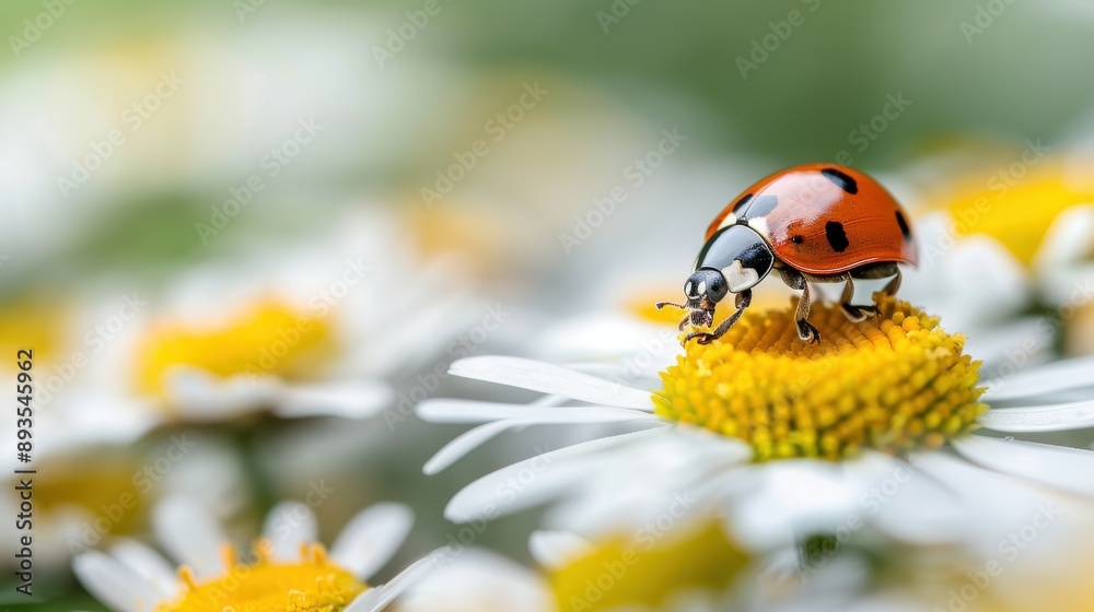 This highly detailed image presents a ladybug on the yellow central part of a daisy. It captures the intricacies of both the insect and the flower, blending nature’s elegance. This highly detailed image presents a ladybug on the yellow central part of a daisy. It captures the intricacies of both the insect and the flower, blending nature’s elegance.