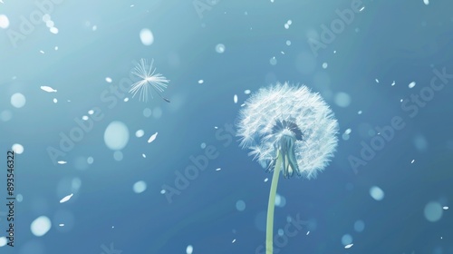 Dandelion Seeds Floating in the Air