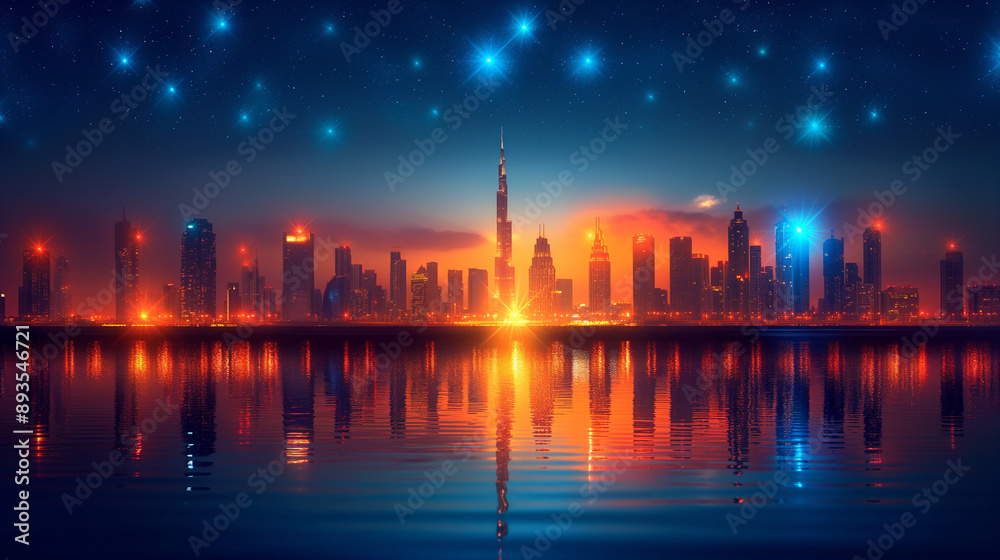 Technology wireless network communication smart city and icon network technology in United Arab Emirates dubai on blue background, Vector illustration futuristic smart city and modern architecture. Technology wireless network communication smart city and icon network technology in United Arab Emirates dubai on blue background, Vector illustration futuristic smart city and modern architecture.