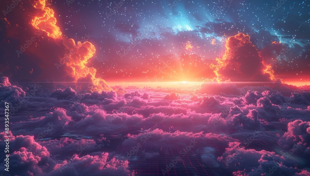 Dreamy Sunset Over a Sea of Clouds Dreamy Sunset Over a Sea of Clouds