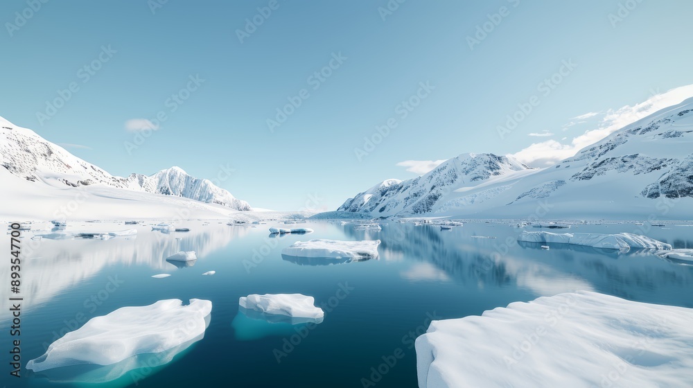 A breathtaking view of a glacier with icebergs floating in a glacial lagoon, under a clear blue sky, high-resolution photo, realistic photo, cinematography, hyper realistic A breathtaking view of a glacier with icebergs floating in a glacial lagoon, under a clear blue sky, high-resolution photo, realistic photo, cinematography, hyper realistic