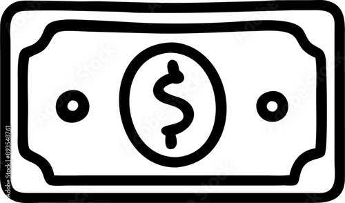 The illustration shows a dollar bill design with a prominent dollar symbol