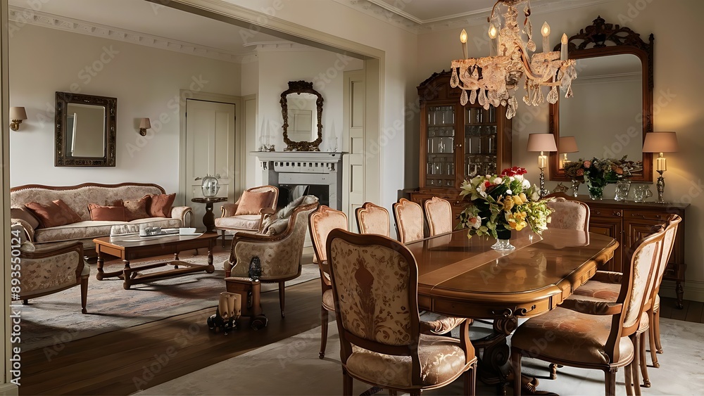 Classic Living Room And Dining Area Classic Living Room And Dining Area