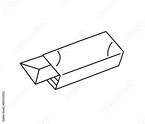 Vector isolated chewing gum stick colorless black and white contour line easy drawing