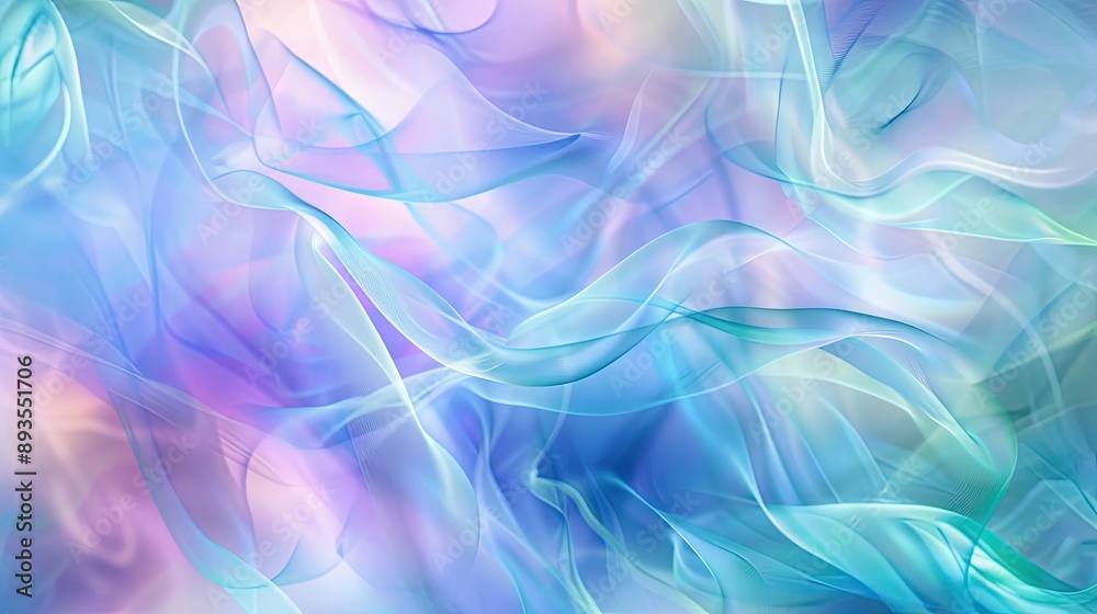 Seamlessly blended soft pastel hues of blue, purple, and green creating a holographic, blurred abstract background.