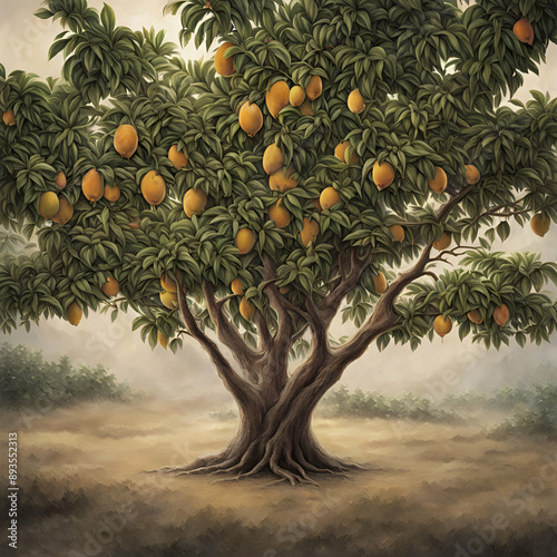 Obraz na płótnie orange tree with fruits w salonie