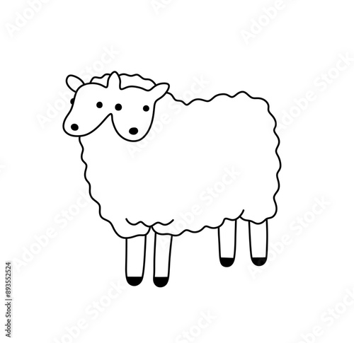 Vector isolated two headed mutant sheep tattoo colorless black and white contour line easy drawing