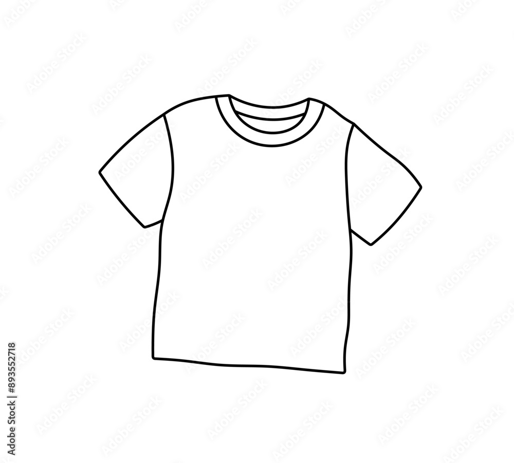 Vector isolated one single simple white t-shirt colorless black and white contour line easy drawing Vector isolated one single simple white t-shirt colorless black and white contour line easy drawing
