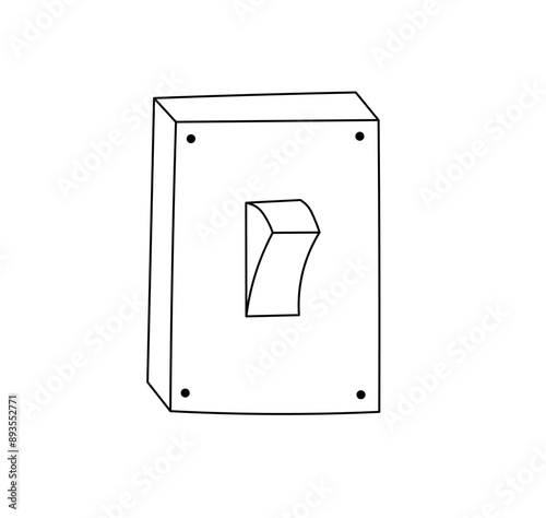 Vector isolated one single simple switch button on off light colorless black and white contour line easy drawing