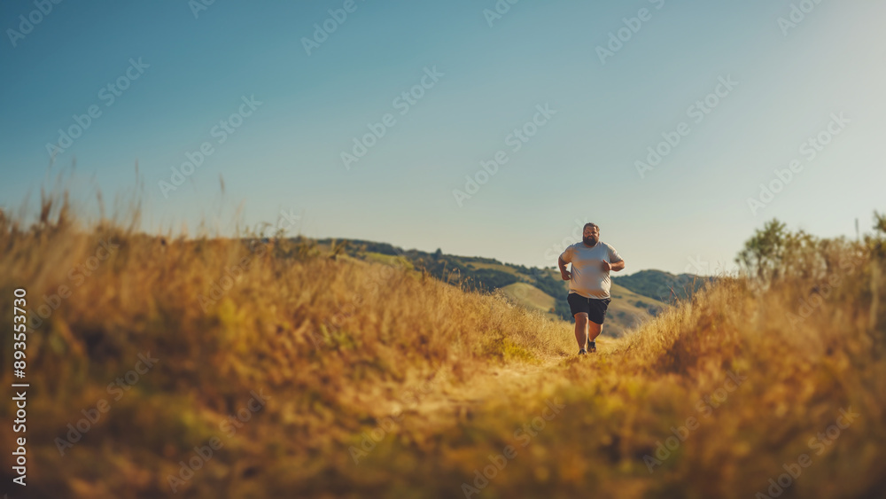 Overweight man going for a run Overweight man going for a run
