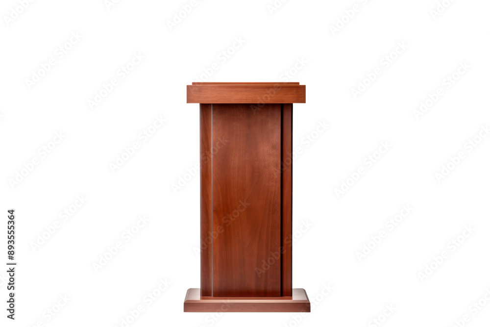 minimalist podium made of polished wood with a slight grain texture, standing on a clean white background. minimalist podium made of polished wood with a slight grain texture, standing on a clean white background.