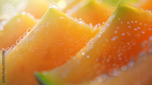 Close-up of Fresh Melon Slices with Water Droplets © Sacha