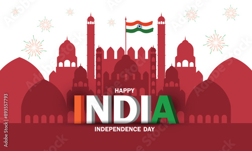 India happy independence day celebration with famous monument of India