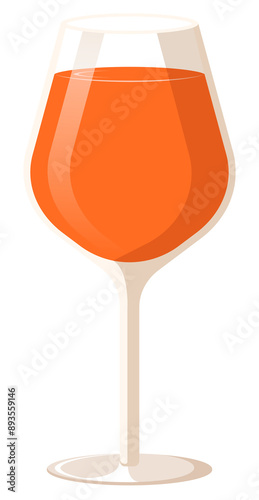 Glass of orange wine. Alcohol drink isolated PNG