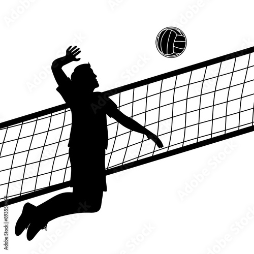 volleyball jumping smash man silhouette vector