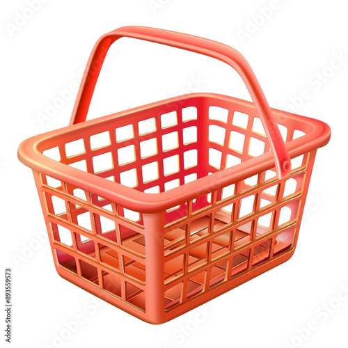 3d render of red basket isolated on transparent background