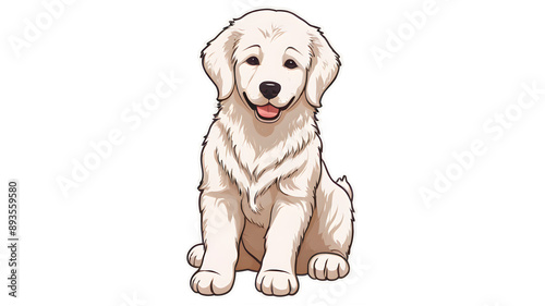kuvasz puppy, vector , sticker, transparent