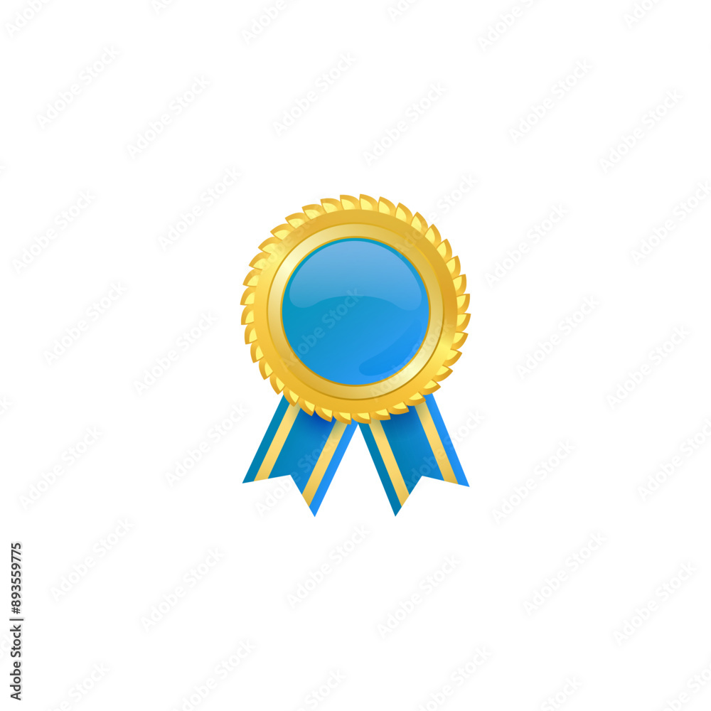 Gold medal with blue ribbon vector illustration Gold medal with blue ribbon vector illustration