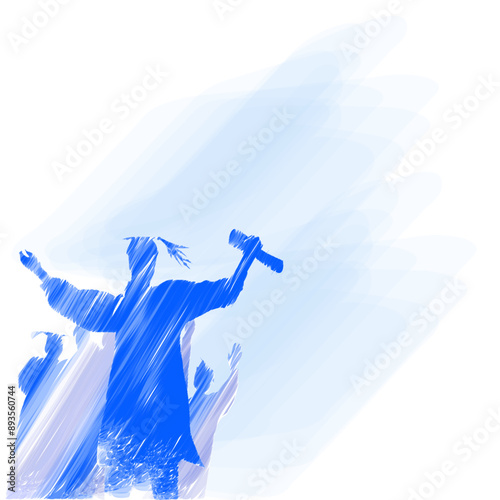 Graduation stylized silhouettes celebrating graduation 