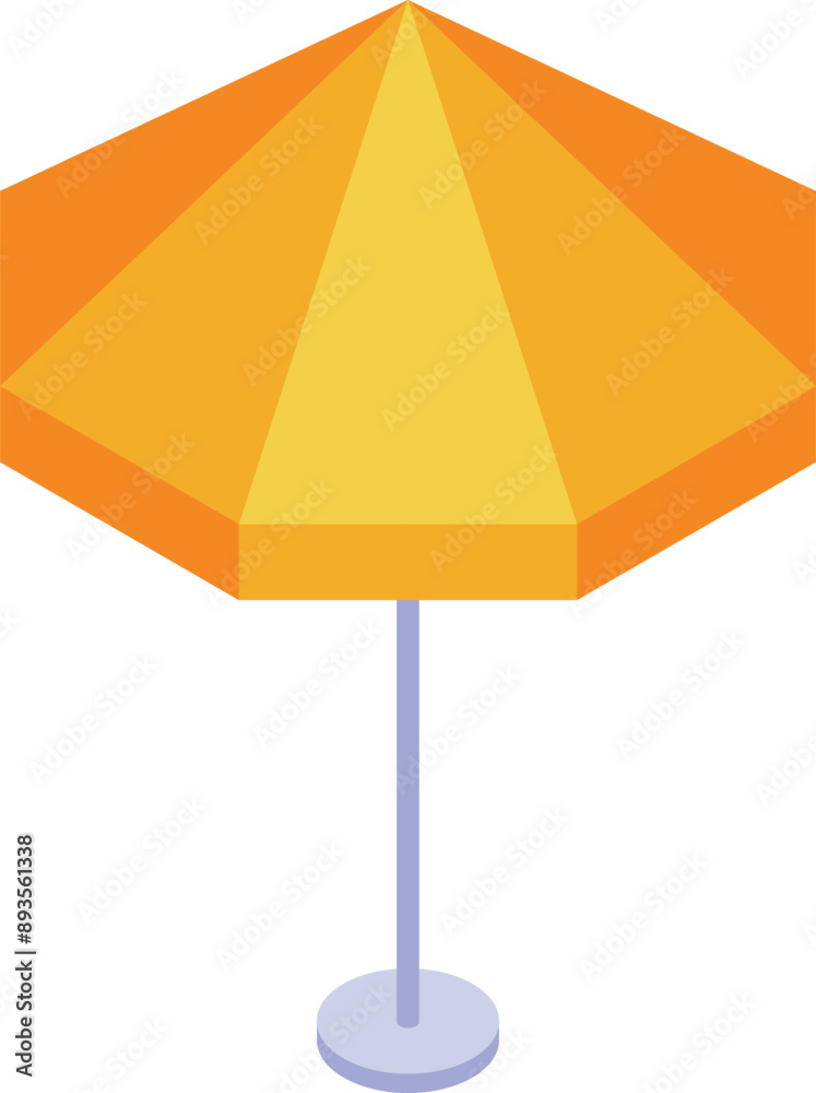 Obraz premium Yellow beach umbrella providing shade on a sunny day, isometric icon
