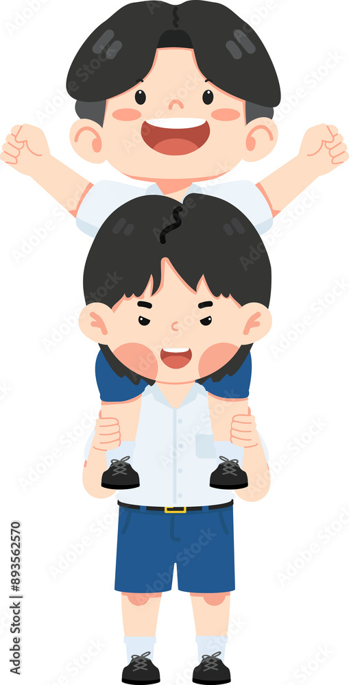 Fototapeta premium Two boys giving a piggyback ride