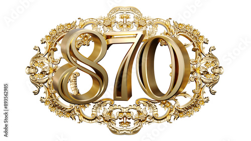 golden number eight hundred seventy in the center of Decorative golden vintage frames, number 870 photo