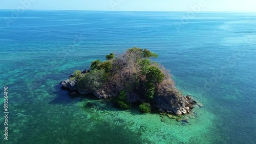 Aerial view of outside Rangko Cave in Tanjung Boleng, Boleng, West Manggarai Regency, Flores, East Nusa Tenggara, Indonesia photo