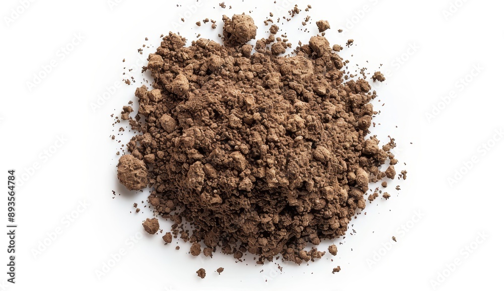 Clipping path for pile of dirt, soil scattered on white background Clipping path for pile of dirt, soil scattered on white background