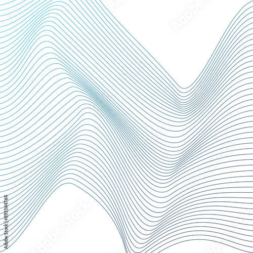 ABSTRACT COLORFUL WAVY LINES PATTERN GRADIENT BLUE COLOR ON WHITE BACKGROUND. GOOD FOR POSTER, WALLPAPER, COVER, FRAME, FLYER, SOCIAL MEDIA, GREETING CARD