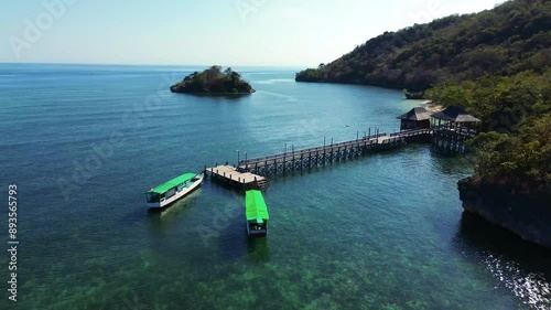 Aerial view of outside Rangko Cave in Tanjung Boleng, Boleng, West Manggarai Regency, Flores, East Nusa Tenggara, Indonesia photo