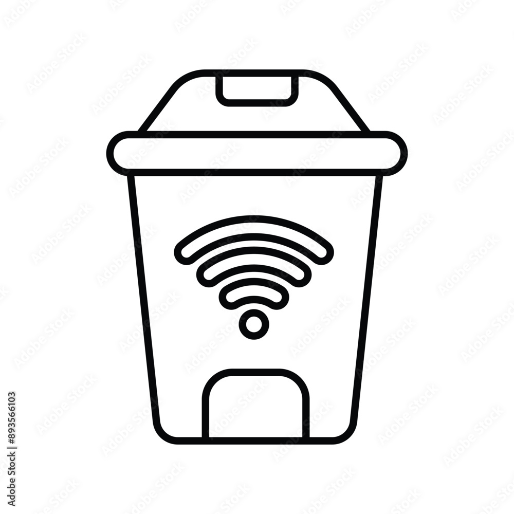 smart trash line icon with white background vector stock illustration smart trash line icon with white background vector stock illustration
