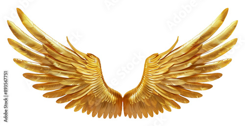 Golden angel, bird wings with isolated background. Gold design element photo