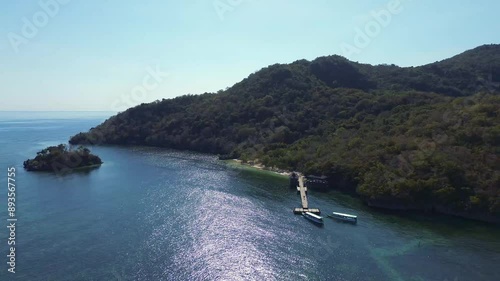 Aerial view of outside Rangko Cave in Tanjung Boleng, Boleng, West Manggarai Regency, Flores, East Nusa Tenggara, Indonesia photo