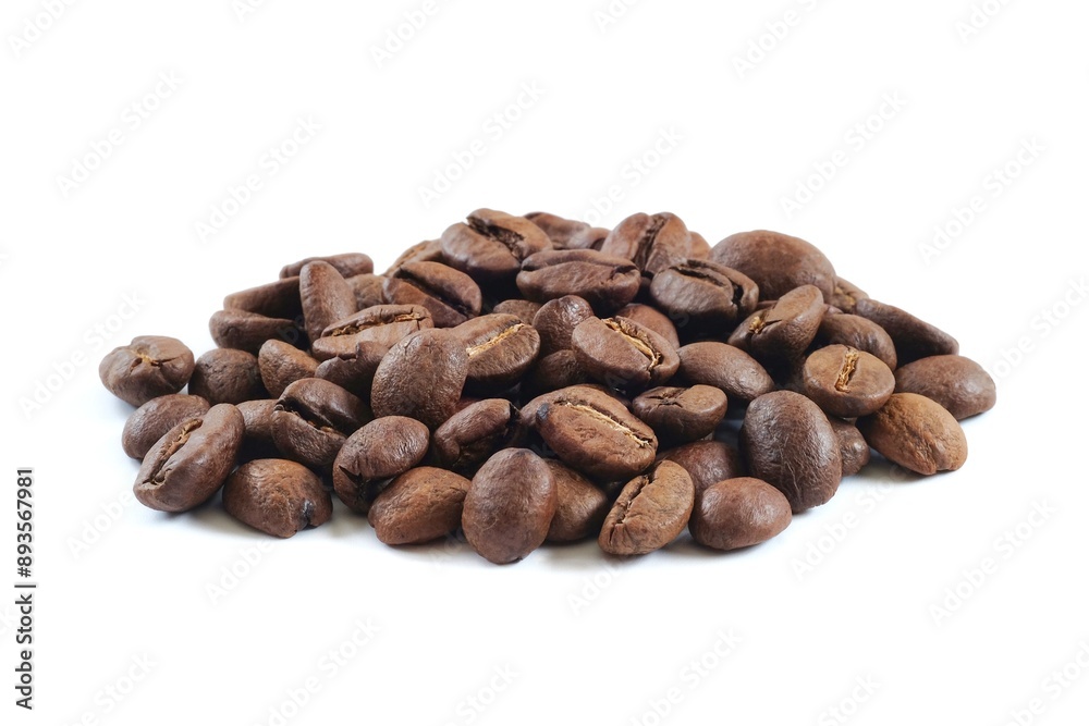 Coffee beans isolate close up on white background . Coffee beans isolate close up on white background .