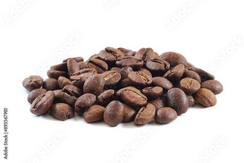 Coffee beans isolate close up on white background .