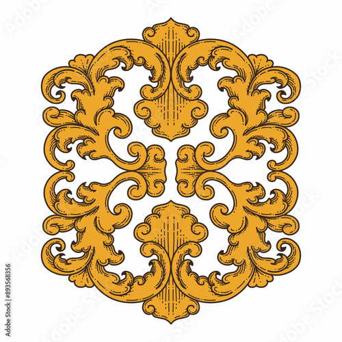 Isolated ornamental design. Ornamental elements for your designs. Floral carving decoration for postcards, invitations, social media or wedding.