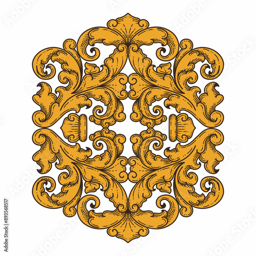 Isolated ornamental design. Ornamental elements for your designs. Floral carving decoration for postcards, invitations, social media or wedding.