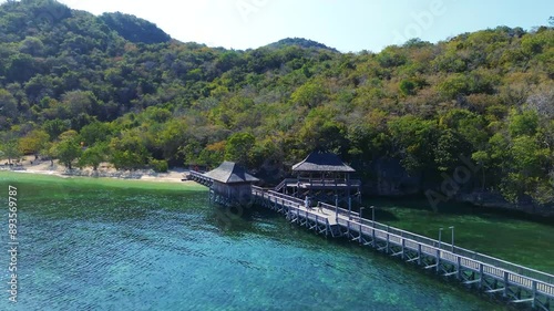 Aerial view of outside Rangko Cave in Tanjung Boleng, Boleng, West Manggarai Regency, Flores, East Nusa Tenggara, Indonesia photo