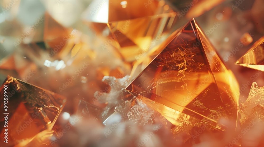 Organic Triangular 3D Art in Earth Tones: Abstract Geometry Close-Up with Soft Ambient Lighting and Textures Organic Triangular 3D Art in Earth Tones: Abstract Geometry Close-Up with Soft Ambient Lighting and Textures