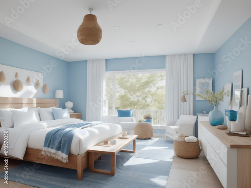 Stock Photo: Coastal Bedroom Interior