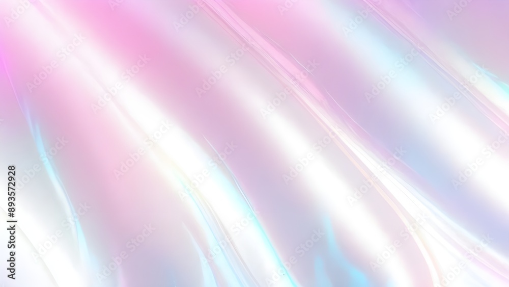 Obraz premium Holographic background light refraction texture overlay effect for photo and mockups. Organic drop diagonal holographic flare on a white wall. Shadows for natural light effects. Blurred rainbow light 
