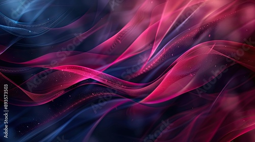 Deep navy and crimson background with soft blurred lights and waves